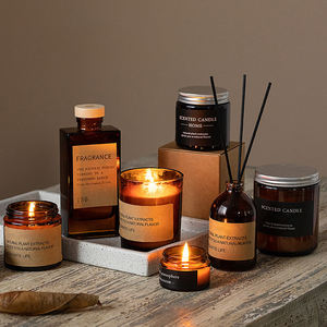 Candele profumate della candela del barattolo di vetro ambrato della cera di soia di lusso della decorazione domestica su ordinazione della fabbrica con il coperchio per il regalo di festa - Product Image 1