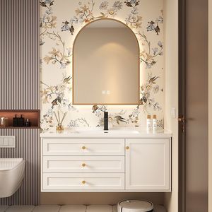 Factory Supply High end Wall Mounted Smart Bathroom Vanity with Ceramic Basin and MDF Plywood Cabinet for Modern Villa - Product Image 2