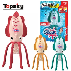 Funny Baby Squid Bath Tub Electronic Toys Plastic Diving Swimming Soft Light Electric Induction Funny Octopus Bath Toys for Kids