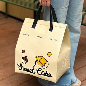 Sac isotherme personnalisé en non-tissé durable avec logo, isolation en feuille d'aluminium, poignée longue, couleur personnalisée, qualité alimentaire - Product Image 4