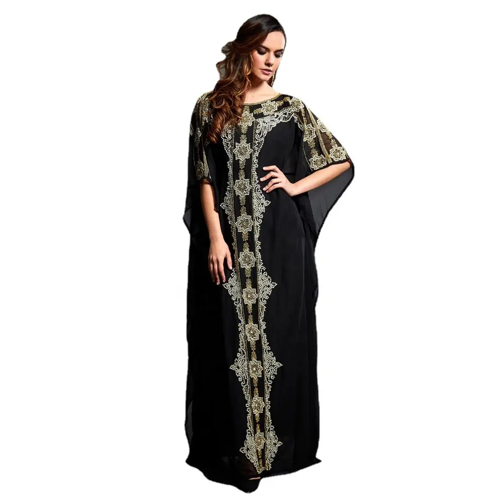 2022 Luxury Abaya Moroccan Kaftan Arabic Pray Muslim Dress For Women Print Chiffon Maxi Dresses Turkish Kimono Malaysia Robe