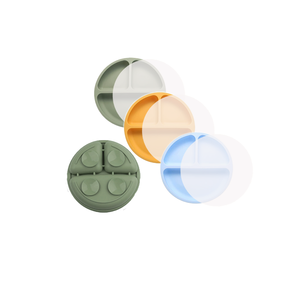 Juego de 3 Platos de Silicona de Grado Alimenticio para Bebés con Tapa y Cuatro Ventosas, Fácil de Limpiar - Product Image 1