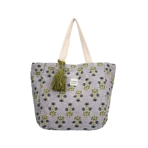 Sac à main en coton à imprimé floral, grande capacité, impression recto-verso, avec poignée en corde de coton - Product Image 4