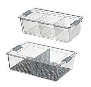 Küchen-Multifunktion kühlschrank Lebensmittel lager behälter Platzsparende Organizer-Behälter mit Filter platte