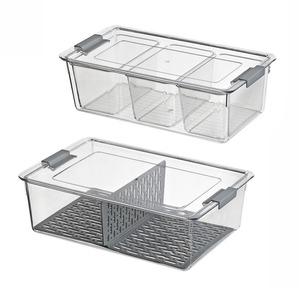 Conteneur de stockage des aliments, chambre de cuisine, réfrigérateur multifonction, gain de place, bacs de rangement avec plaque filtre - Product Image 1