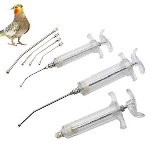 Jeringa de Alimentación para Aves de 10ml/20ml/50ml/100ml, Alimentador Manual para Loros y Palomas, Tubo de Gavína en Codo de Acero Inoxidable, Herramientas de Alimentación para Mascotas Pequeñas - Product Image 1