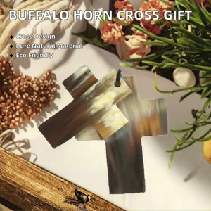 Colgante de Cruz de Cuerno de Búfalo Natural Hecho a Mano, Pulido, Ecológico y de Alta Calidad, Joyería de la India - Regalo de Navidad - Product Image 2