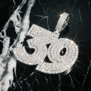 Pass Diamond Tester Vvs Moissanite Number <b>Pendant</b> Custom Hip Hop Style Iced Out Diamond <b>Initial</b> Name <b>Pendant</b> Men Fine Jewelry - Product Image 1