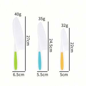 Couteau de cuisine en plastique pour enfants, couteaux à fruits sécurisés pour tout-petits, gants de cuisine réalistes, lames dentelées, ensemble de couteaux de chef en bois pour enfants - Product Image 4