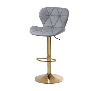 Chaise de bar moderne de luxe avec base en métal et dossier profilé en cuir, mobilier pour la maison, salon, hôtel, <span class=keywords><strong>tabouret</strong></span> de bar <span class=keywords><strong>gris</strong></span> - Product Image 1