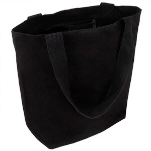 Reusable 100% Cotton <b>Canvas</b> Tote Shopping Bag for Women Extra-Large Custom Logo Black Blank Pockets Zipper <b>Box</b> Packaging - Product Image 4