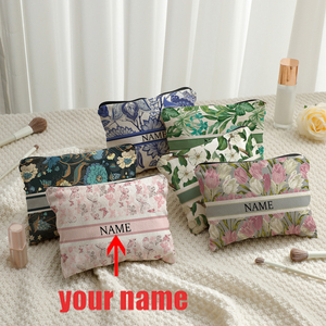 Sac de maquillage de voyage de luxe rétro personnalisé avec <span class=keywords><strong>logo</strong></span> et nom, en toile, fermeture éclair, résistant à l'eau, capacité moyenne, poignée souple - Product Image 1