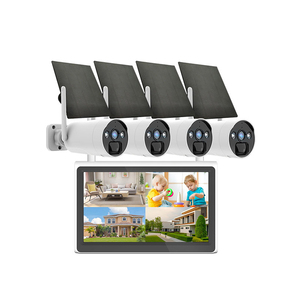 Rscamtom 4CH 4MP Màn hình <span class=keywords><strong>LCD</strong></span> pin năng lượng mặt trời bảng điều chỉnh không dây Kit âm thanh tầm nhìn ban đêm Cắm và chơi <span class=keywords><strong>CCTV</strong></span> năng lượng mặt trời Kit - Product Image 1