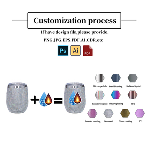 <span class=keywords><strong>Jwh</strong></span> Hot Bán 12Oz Thép Không Gỉ Đôi Tường Chân Không Cách Nhiệt Rhinestone Rượu Vang Cốc Có Nắp Đậy Và Rơm - Product Image 5