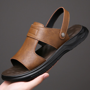 Sandales à plateforme pour hommes, chaussures de plage décontractées respirantes à semelle souple marron, taille 40 41 42 43 44 45 - Product Image 1