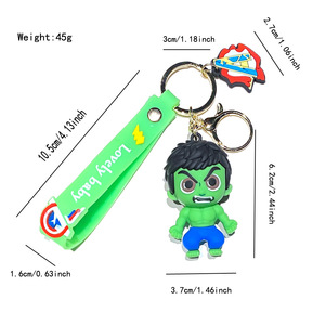Porte-clés en silicone de personnage de dessin animé Marvel Iron Man Spider-Man Avengers B399 5ème génération, breloque pour <span class=keywords><strong>voiture</strong></span> et sac à dos - Product Image 4
