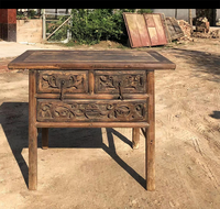 Antique chinois belle sculpture rustique Vintage Table Console en bois massif récupéré avec tiroirs