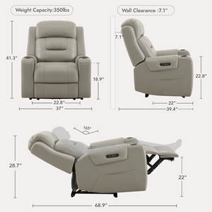 <span class=keywords><strong>Fauteuil</strong></span> inclinable électrique moderne DOSER à double moteur <span class=keywords><strong>en</strong></span> <span class=keywords><strong>cuir</strong></span> avec appui-tête réglable et porte-gobelet pour salon - Product Image 6