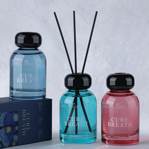 Flacon en verre rond de luxe vide de 120 ml et 200 ml noir pour diffuseur de parfum à bâtonnets, avec étiquette personnalisable, écologique, sans alcool, en boîte - Product Image 5