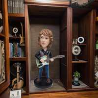Bobblehead de guitariste en résine artisanale, sculpture de musicien à bascule pour les mélomanes, décor de bureau sur le thème de la bande et cadeau de collection