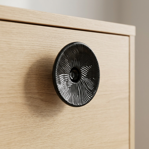 Minimalist Round Engraved Pattern Metal Drawer Knob Bolt <b>Inserting</b> Type for Drawers Hot Selling Customizable Knobs hardware Item - Product Image 1