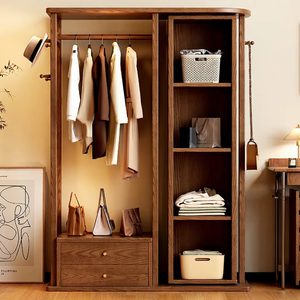 Perchero <span class=keywords><strong>de</strong></span> <span class=keywords><strong>Madera</strong></span> <span class=keywords><strong>de</strong></span> Estilo Chino Clásico para Dormitorio, Perchero Giratorio con Espejo para el Hogar, Armario <span class=keywords><strong>de</strong></span> Almacenamiento y Secado - Product Image 6