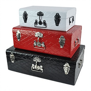 Set of Three Sheet Iron Trunk Box White Red or Black Color Made in India Collectable Storage Boxes for Business Gift Bulk Sales - Product Image 1