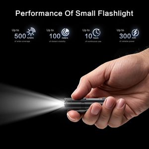 Waiord 500 lumens có thể sạc lại Keychain Đèn Pin Led <span class=keywords><strong>Mini</strong></span> EDC Túi cắm trại đèn pin từ trở lại với Side ánh sáng - Product Image 3