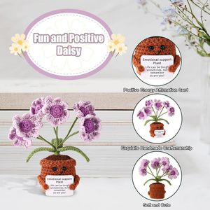 Flor de Crochê Daisy Positiva, Flor de Apoio Emocional, Flor de Crochê em Vaso para Decoração de Casa, Escritório e Carro - Product Image 3