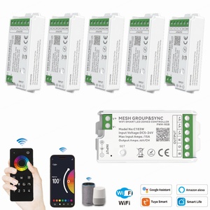 وحدة تحكم C103W Aipin للإضاءة الليلية الذكية بتقنية واي فاي RGB مع مزامنة المجموعة، 12 فولت 24 فولت، شريط LED بدون نقاط COB، تحكم عن بعد بـ4 مناطق، IP20 - Product Image 1