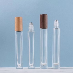 Vente d'usine - Huile essentielle <span class=keywords><strong>parfum</strong></span>ée 10 ml - Flacon en verre transparent avec bille roulante et couvercle en bambou - Product Image 3