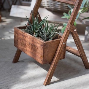 Wooden Flower Trough Solid Wood Retro Succulent Planter Outdoor Garden Floor <b>Standing</b> Flower Box Decorative Ornament - Product Image 2