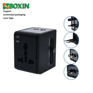 All in One Universal International Plug Adapter 2 USB Port World Travel AC Power Charger Adaptor with AU US UK EU Plug