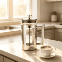 Cafetière à piston écologique 350 ml en verre borosilicate haute résistance avec filtre en acier inoxydable, ensemble café et thé résistant à la chaleur