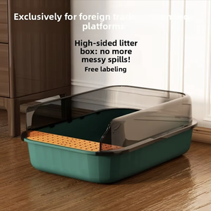 Bac à litière extra-large pour chat avec design anti-éclaboussures, bac semi-fermé, fonction de nettoyage facile, fourchette à litière en gros - Product Image 4
