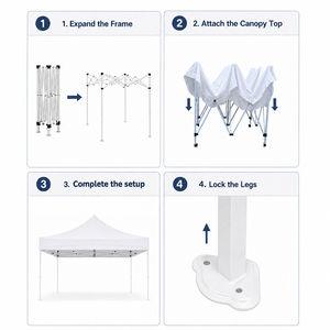 Tente pop-up carrée 3x3 en tissu Oxford, structure métallique, pliable, <span class=keywords><strong>protection</strong></span> UV, imperméable, portable, utilisation en extérieur trois saisons, commerce, <span class=keywords><strong>sport</strong></span> - Product Image 6