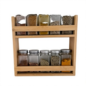 Bamboo Wood Three-Layer Foldable Standing Type Spice <b>Rack</b> for <b>Kitchen</b> - Product Image 3
