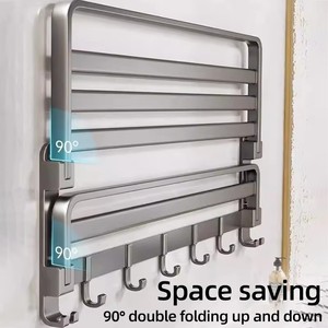 <span class=keywords><strong>Toallero</strong></span> Gris Metálico <span class=keywords><strong>sin</strong></span> Perforación, Soporte de Pared con Estante de Almacenamiento para Baño, Inodoro y <span class=keywords><strong>Ducha</strong></span> - Product Image 2