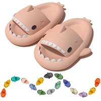 Chaussons et sandales unisexes mignons sur le thème des requins, design plat pour l'extérieur avec semelles antidérapantes, inspirés des requins nuageux de dessins animés