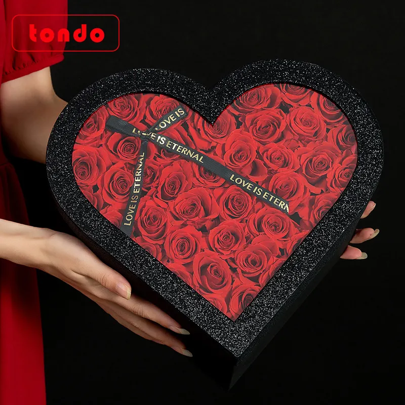 2022 Tondo Großhandel Luxus Herz 2 Set Boxen Rose Seife Luxus Blume Herz Box für Valentinstag