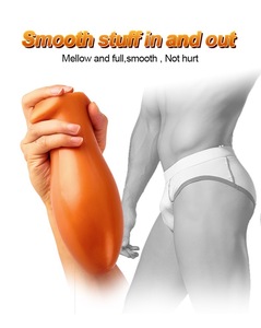 Gold-Schwarz Unisex Garten Grob Eiförmig Flüssig-Silikon Extra Groß Individuell XL Analdildo - Product Image 5