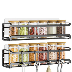 Étagère à épices murale multi-niveaux sans perçage, organisateur de rangement pour cuisine, armoire, comptoir, garde-manger, salle de bain - Product Image 2