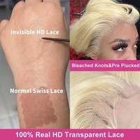 Perruque de cheveux humains HD Full Lace sans colle Style européen Couleur 613 Blonde avec Lace Front Transparent Perruques de haute qualité