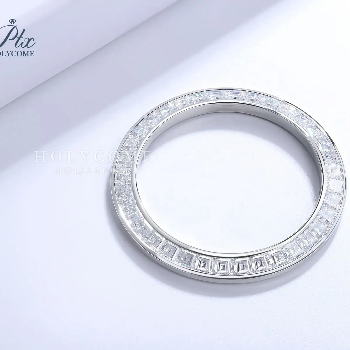 Diamante de moissanita, piedra preciosa suelta de Color arcoíris inoxidable, personalizable, 40mm, bisel para reloj