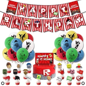<span class=keywords><strong>Roblox</strong></span> Event Birthday Party Supplies Jeux <span class=keywords><strong>D</strong></span>écorations de fête comprenant des ballons Cake Topper Paper Birthday Bannières - Product Image 1