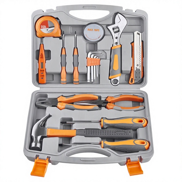 Household Toolbox Set Electrician Combination Carbon Steel Hand Tool Kit 17-Piece Gift Set