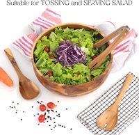 Ensemble de bols à salade en bois d'acacia avec ustensiles Grand bol de service pour légumes