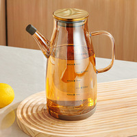 Bouteille d'huile et de vinaigre de cuisine en verre borosilicate épais de qualité alimentaire avec mesure graduée et pinceau applicateur