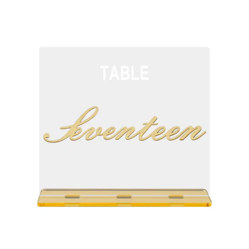 فارغة علامة الاكريليك مع الذهب تقف حامل واضح مرآة مكان مفارش طاولة بألوان متعددة عدد لحفل زفاف الحدث