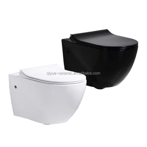 <span class=keywords><strong>WC</strong></span> suspendu européen en céramique noire pour salle de bain, ensemble de toilettes murales - Product Image 1